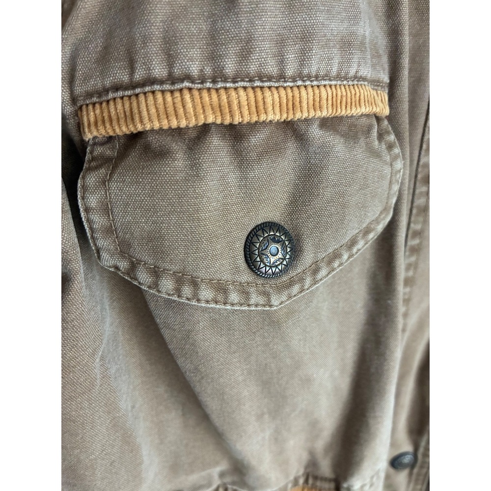 Vintage 90's Spencer Douglas Barn Chore Coat Tan Canvas with Corduroy SIZE S - Picture 4 of 8